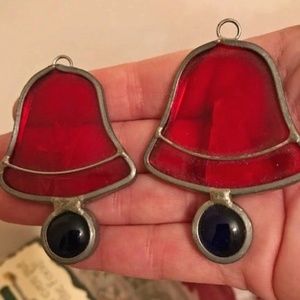 Christmas Bells Stained Glass Suncatcher Set of 2